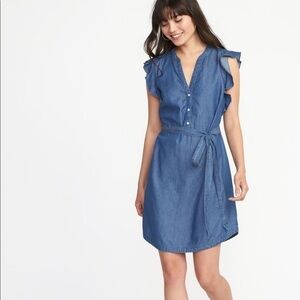 Old Navy | Flutter Sleeve Denim Shift Dress S